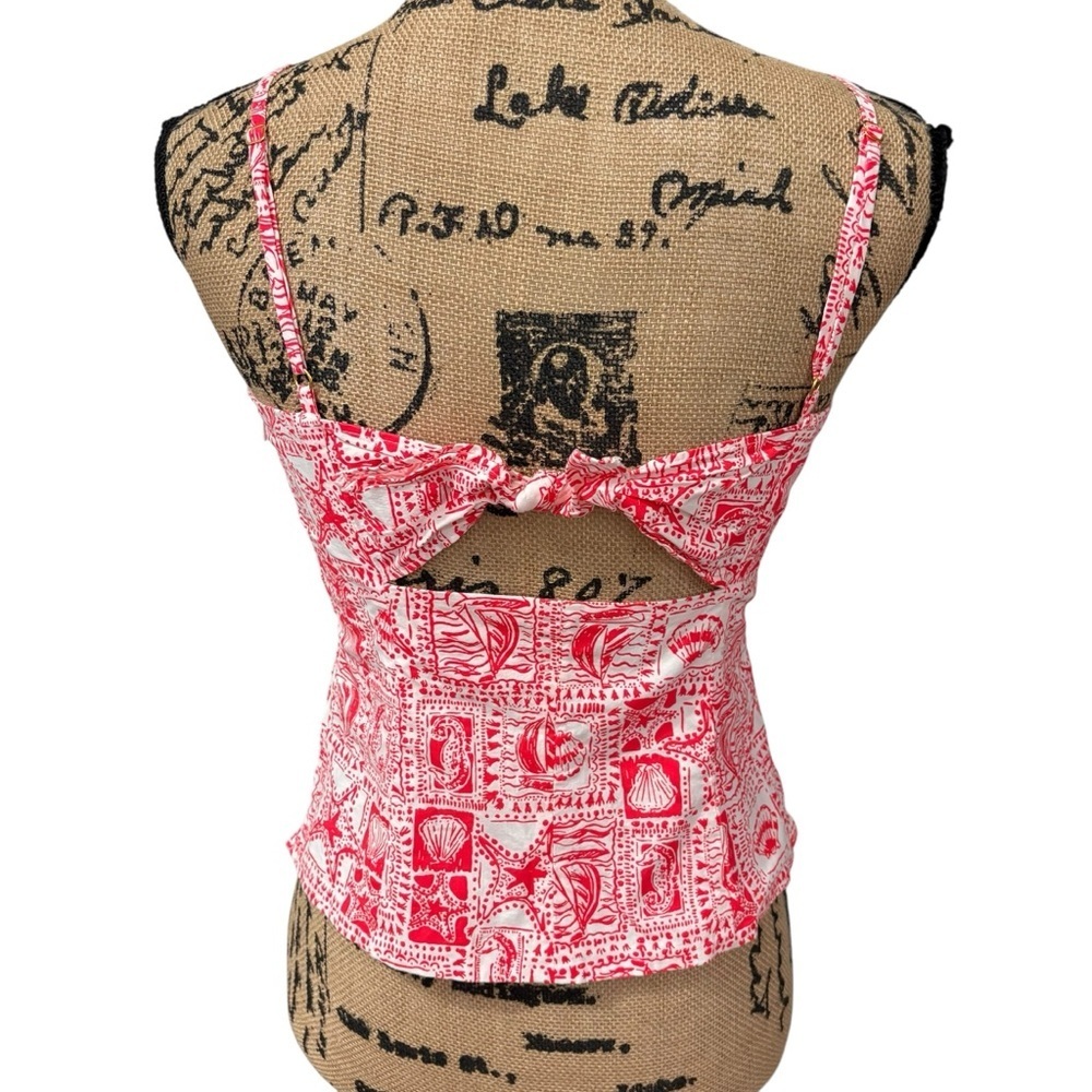 Lilly Pulitzer Shelli Stretch Top Cut Out Back Mizner Red Seaside Harbor Size 2 - Picture 3 of 9